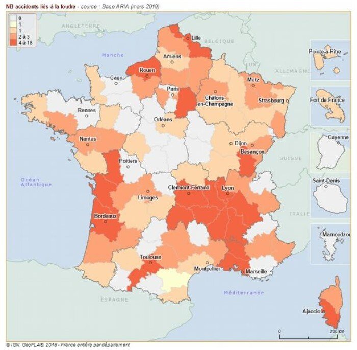 Carte d'accidentologie datant de 2019